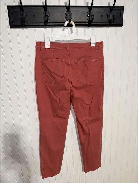 LOFT Size 10 Red Terracotta High Rise Utility Ankle Pants - Picture 2 of 3